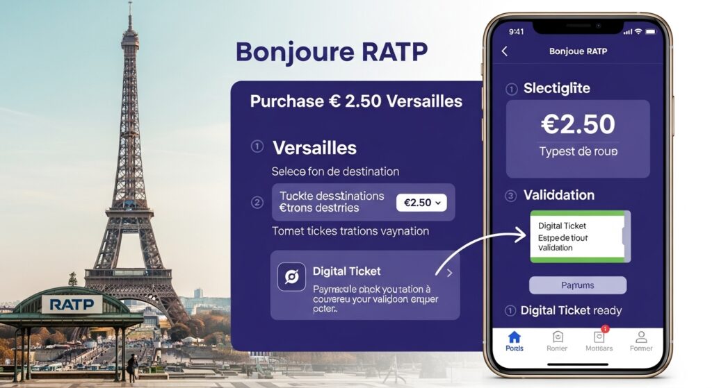 €2.50 Versailles Train Tickets: How to Buy Digital Passes on Your Phone ?(Bonjour RATP App Guide)