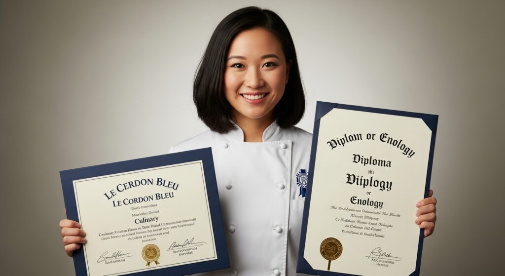 Madison Huang Culinary Background Le Cordon Bleu Wine Diploma