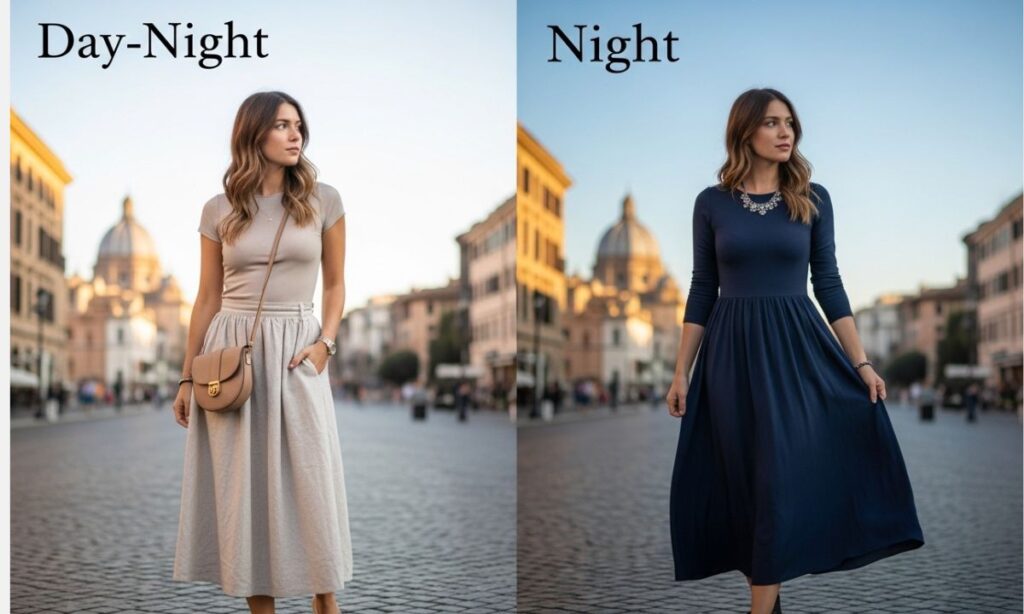 Day-to-Night Outfit Transformations for European Cities